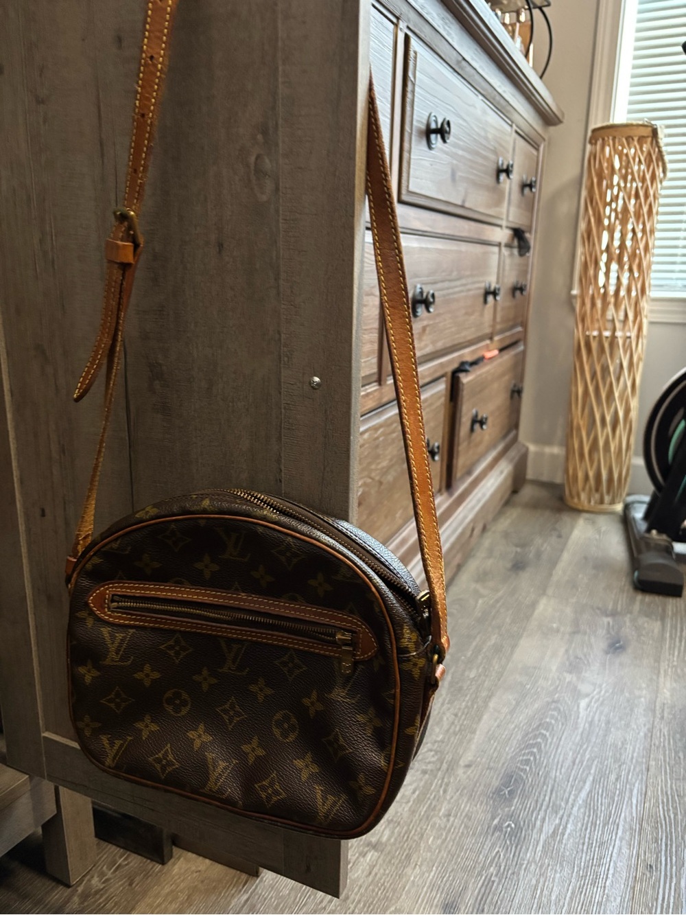 Monogram Round Crossbody Bag in Brown